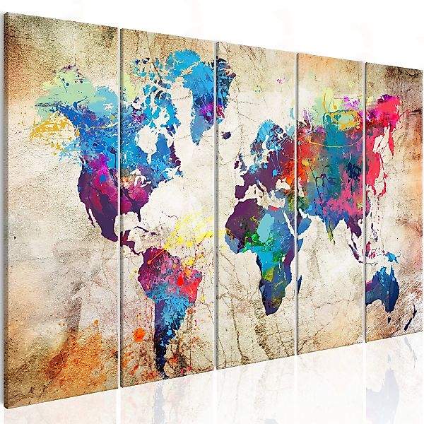 Wandbild - World Map: Colourful Ink Blots günstig online kaufen
