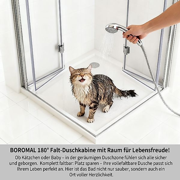 Boromal Eckdusche Duschkabine Eckeinstieg Falttür 185/195H günstig online kaufen