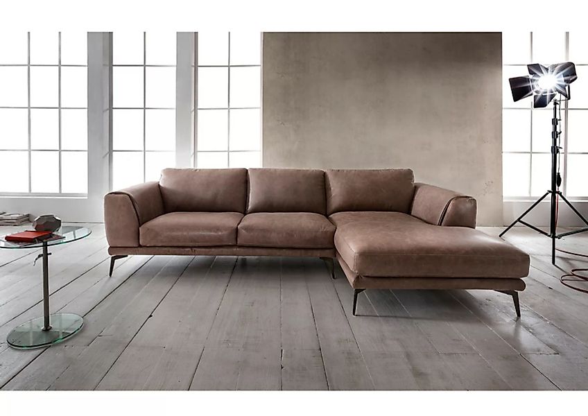 KAWOLA Ecksofa DESIDE Sofa Leder braun günstig online kaufen