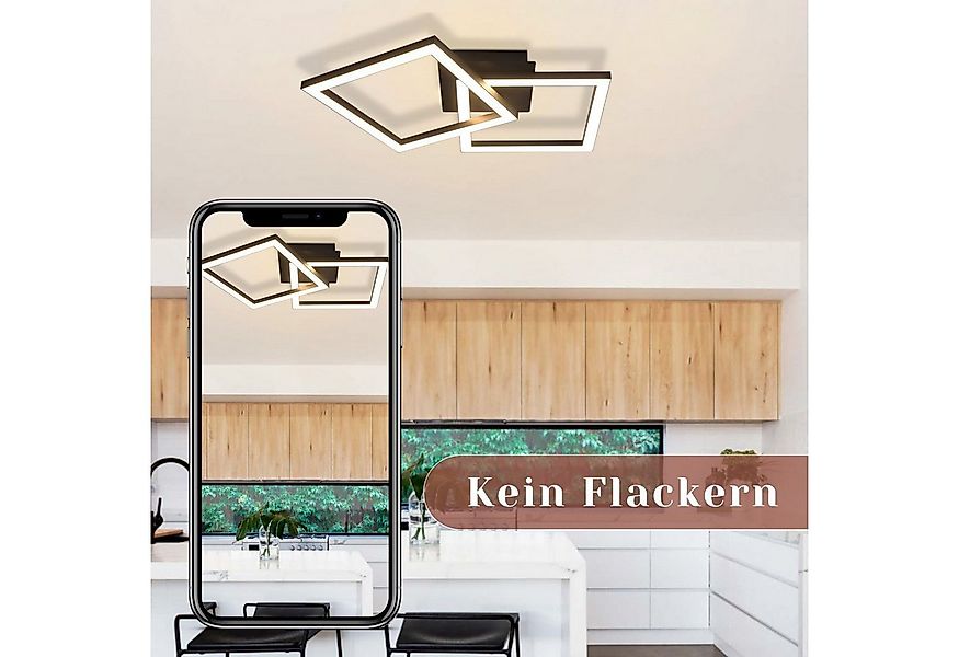 Nettlife LED Deckenleuchte Schwarz Eckig Modern 3000K 24W Geometrisch Decke günstig online kaufen