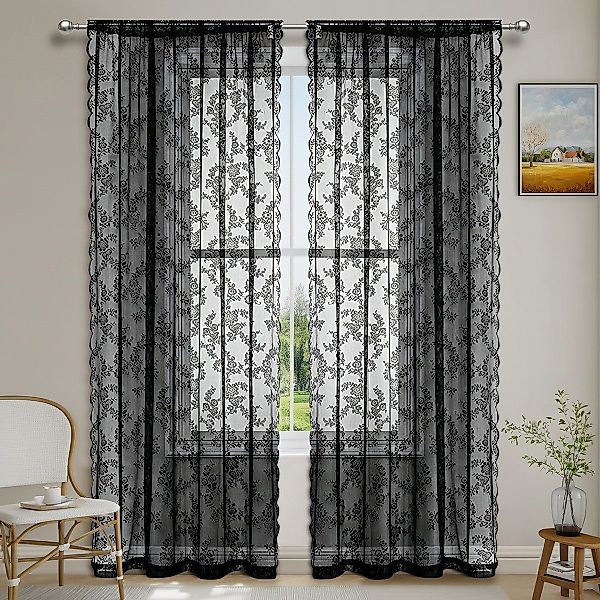 Kaket Vorhang Vintage Blumen Vorhänge, Spitzenvorhänge,halbtransparente günstig online kaufen