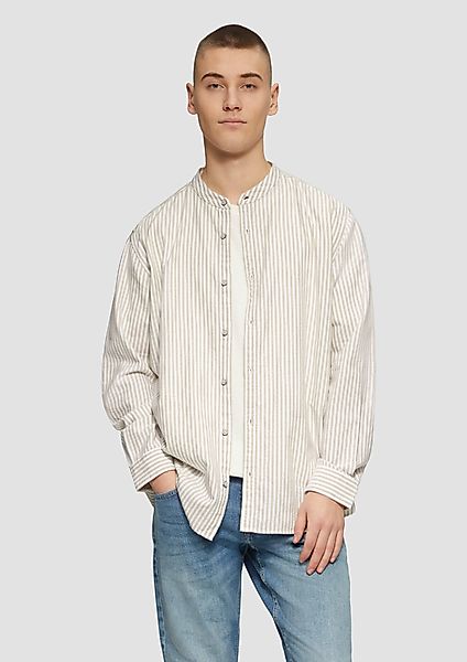 QS Langarmhemd Regular Fit: Stehkragenhemd aus günstig online kaufen