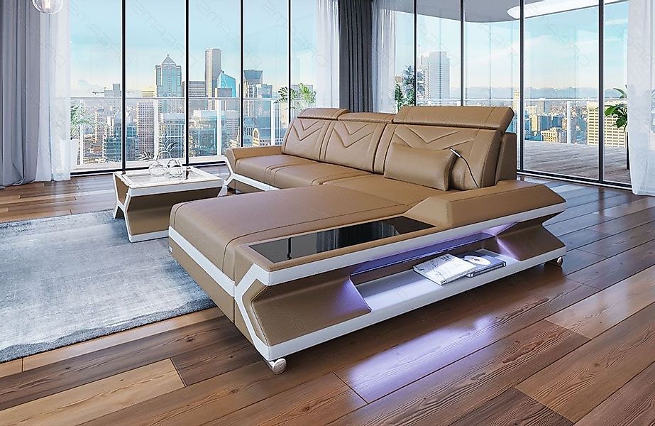 Sofa Dreams Ecksofa Ledercouch Ledersofa Napoli L Form Leder Sofa, Couch, m günstig online kaufen