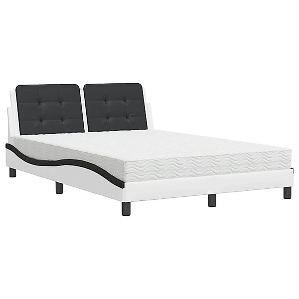 vidaXL Bettgestell ohne Matratze Zadar Weiß und Schwarz 140x190 cm Kunstled günstig online kaufen
