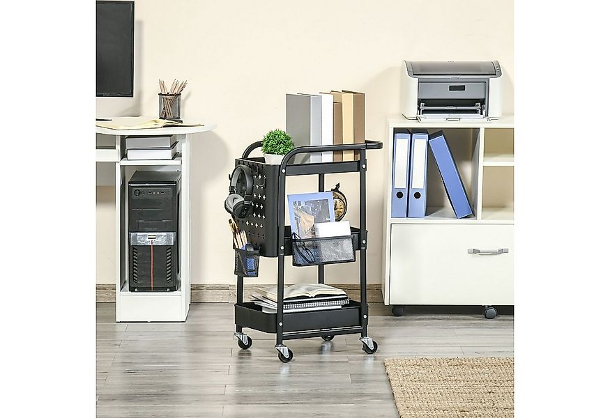 HOMCOM Servierwagen Küchenwagen mit 3 Ebenen, Rollen, Griff, (Rollwagen mit günstig online kaufen
