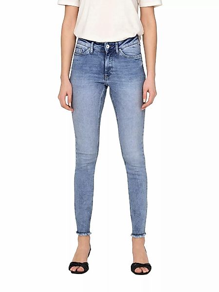 Only Damen Jeans ONLBLUSH MID SK ANK RAW DNM REA694 - Skinny Fit - Blau - M günstig online kaufen