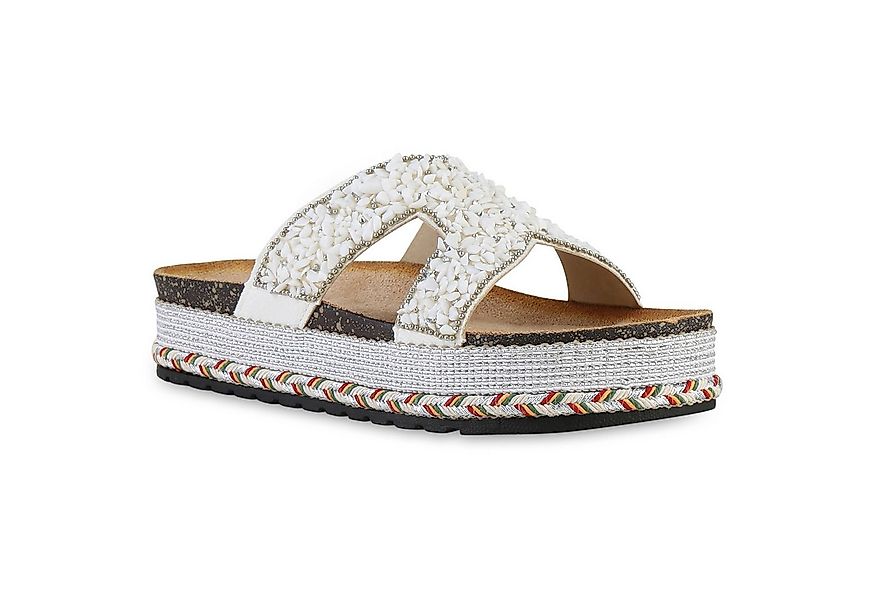 VAN HILL 841547 Sandalette Damen Pantoletten Sandaletten Nieten Zierperlen günstig online kaufen