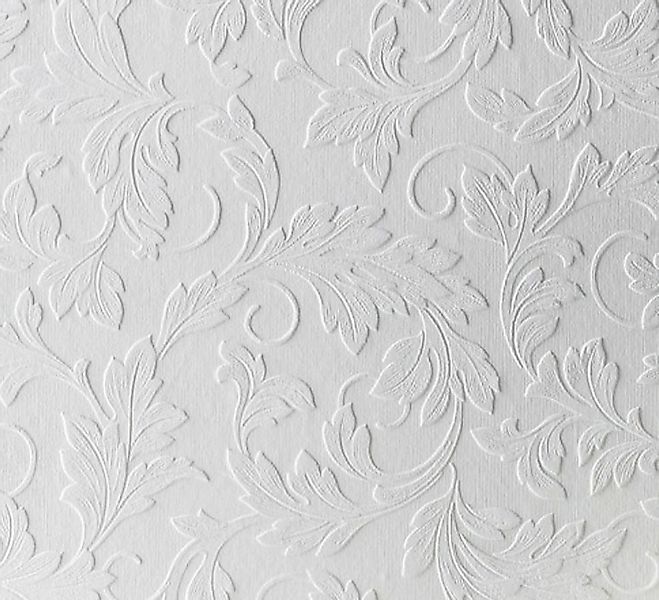 WOW Papiertapete "Acanthus" uni aufgeschäumt Weiß - 10m x 52cm günstig online kaufen