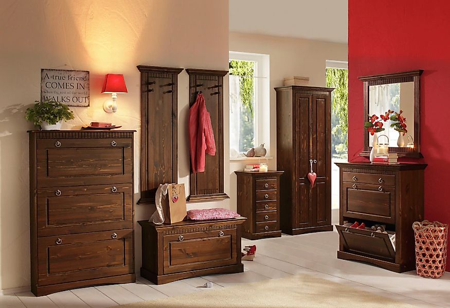 Home affaire Schuhtruhe "Rustic" aus massiver Kiefer, Sitzhöhe 49 cm, mit K günstig online kaufen