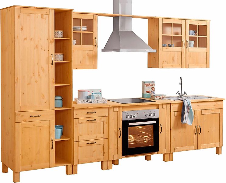 Home affaire Küchenzeile "Alby", Breite 325 cm, aus Kiefer massiv, ohne E-G günstig online kaufen