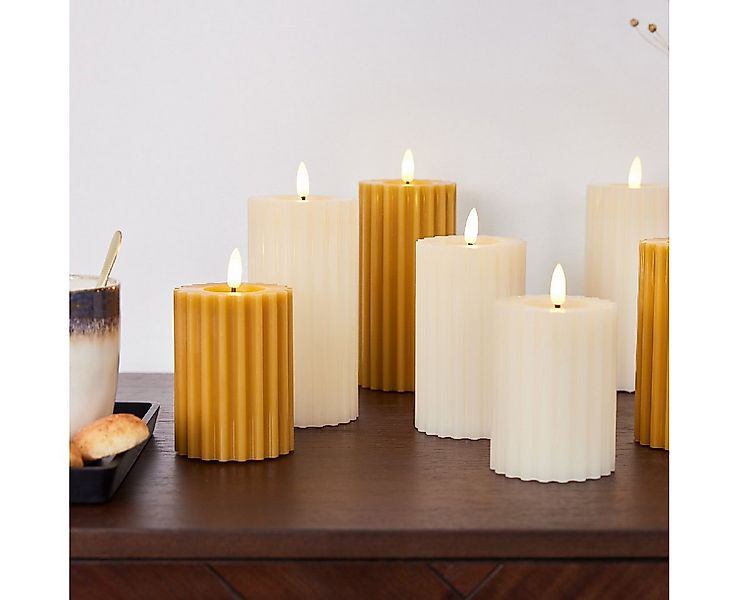 Lumineo LED-Christbaumkerzen Lumineo LED Kerze Creme 17,3 x 7,5 cm, geriffe günstig online kaufen