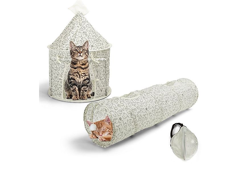 nobleza Tiertunnel Katzentunnel 3 in 1, Faltbarer Spieltunnel mit Ball günstig online kaufen
