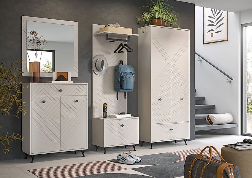 Home affaire Garderoben-Set "Mento, 5-teilig, Ornamentfräsung in der Front, günstig online kaufen