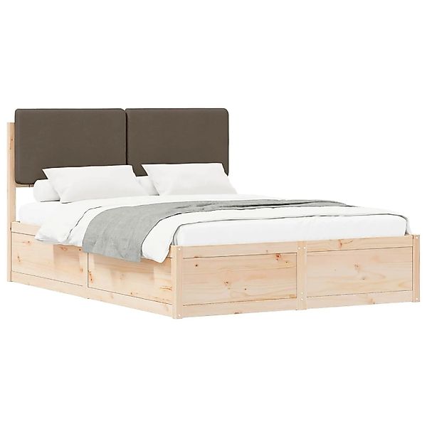 vidaXL Bettgestell mit Gepolstertem Kopfteil Taupe 140 x 190 cm 3398167 günstig online kaufen
