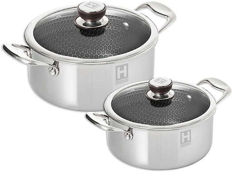 HENSSLERS Topf-Set Edelstahl Set, je 1 Kochtopf Ø 20 und 24 cm, mit Glasdec günstig online kaufen