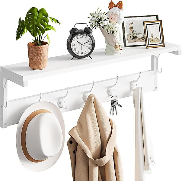 Hoobro Wandgarderobe Wandregal mit 7 Haken und Ablage (Hängeregal mit Garde günstig online kaufen