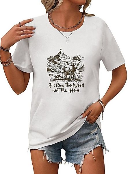 PYL Print-Shirt Damen Sommer Rundhalsshirt mit Kurzarm personalisiertes Loc günstig online kaufen
