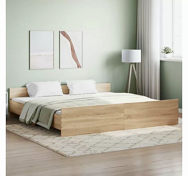 furnicato Bett Bettgestell mit Kopf- und Fußteil Sonoma-Eiche 180x200 cm günstig online kaufen