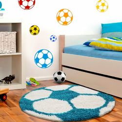 Ayyildiz Teppiche Kinderteppich "Fun 6001" rund 30 mm Höhe Fußball Design günstig online kaufen