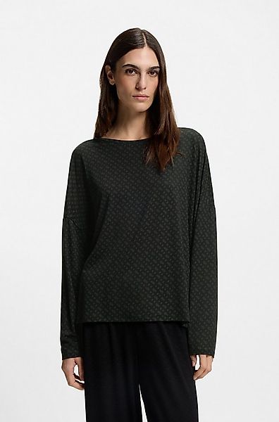 BOSS Pyjamaoberteil mit Monogramm-Print und Fledermausärmeln, Rundhalsaussc günstig online kaufen