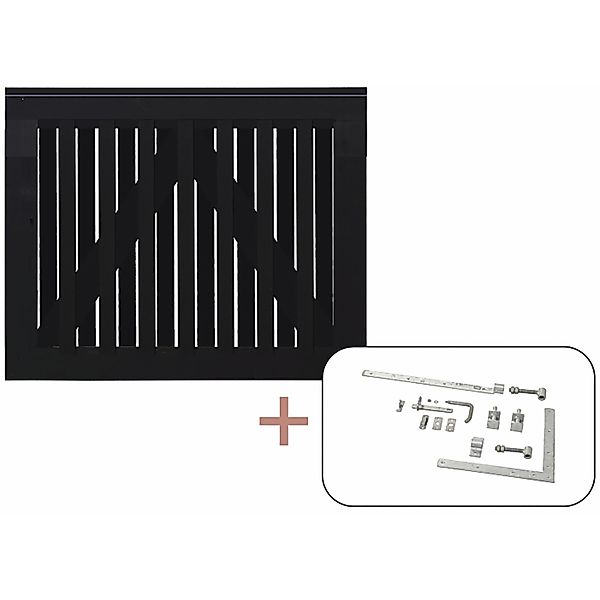 Einzeltor Nagano Nadelholz Schwarz 100 cm x 80 cm günstig online kaufen
