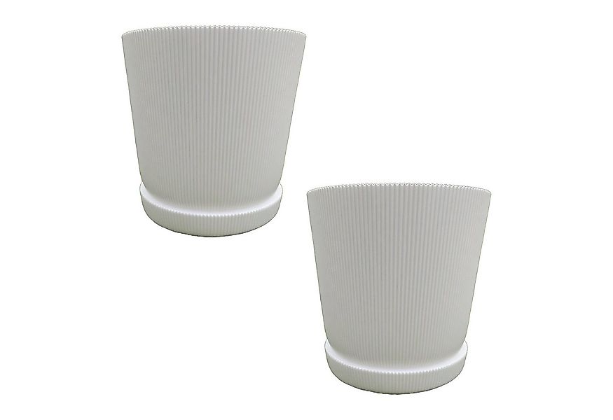 relaxdays Blumentopf mit Untersetzer 2er Set, weiß günstig online kaufen
