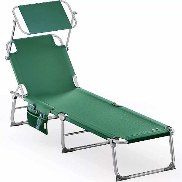 Gartenliege Ibiza Grün 190x59x29cm Alu Sonnendach günstig online kaufen