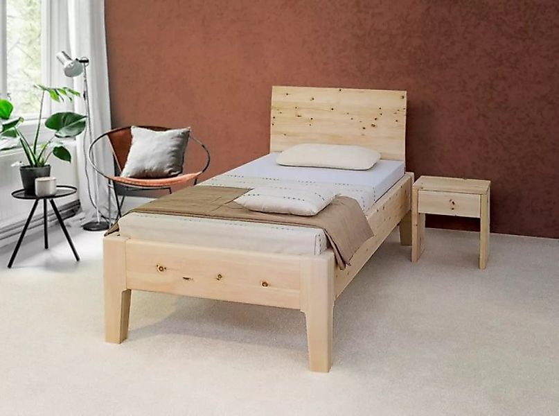 Natur24 Einzelbett Doppelbett Rebecca 160x200 Metallfrei Zirbe mit Kopfteil günstig online kaufen