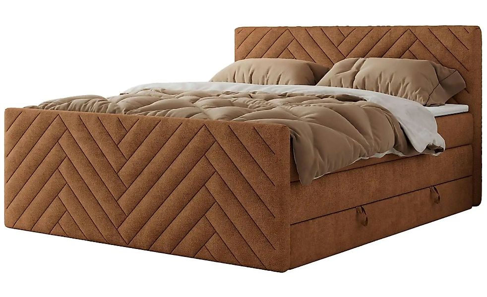 Boxspringbett mit Bettkasten Paris King Duo ¦ orange ¦ Maße (cm): B: 141 H: günstig online kaufen