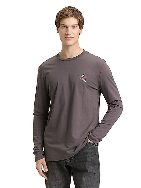 TOM TAILOR Denim Langarmshirt mit Logo-Stickerei auf der Brust günstig online kaufen