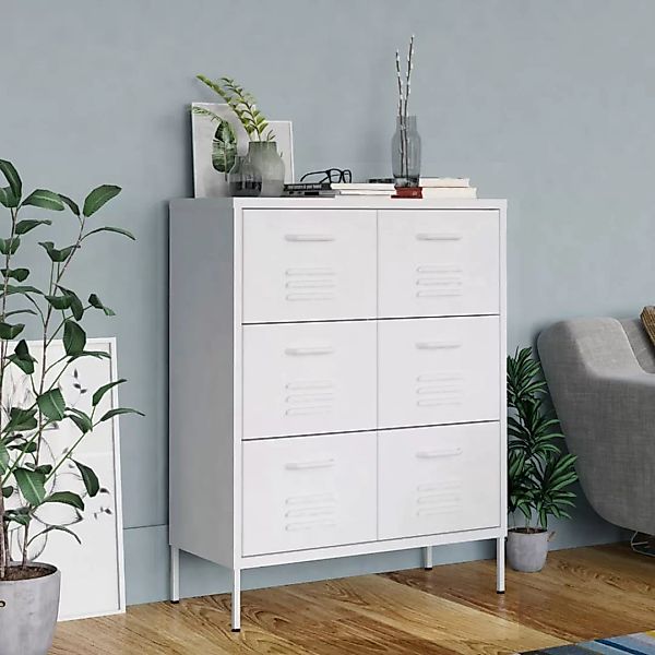 vidaXL Aktenschrank Aktenschrank Schubladenschrank Weiß 80x35x101,5 cm Stah günstig online kaufen