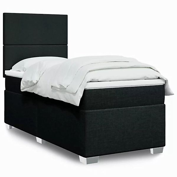 furnicato Bettgestell Boxspringbett mit Matratze Schwarz 80x200 cm Stoff günstig online kaufen