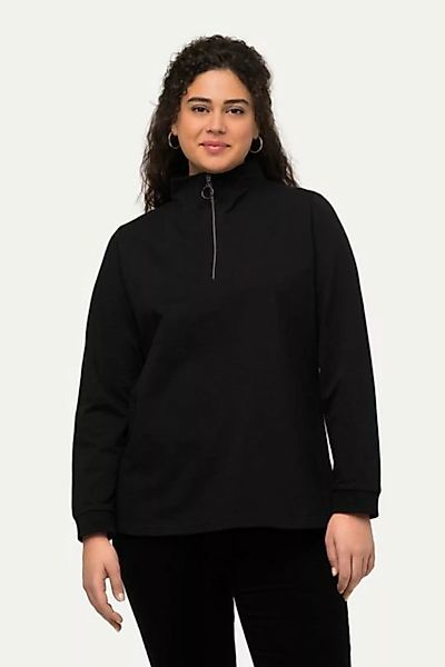 Ulla Popken Sweatshirt Troyer-Sweater Stehkragen Zipper Langarm günstig online kaufen