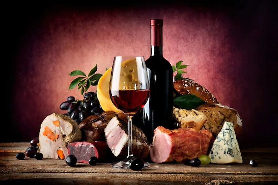 Papermoon Fototapete »Wein mit Essen« günstig online kaufen