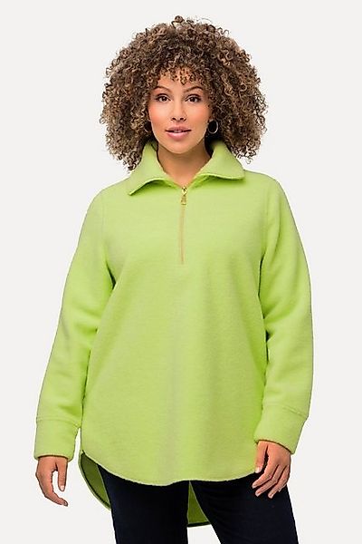 Ulla Popken Sweatshirt Fleeceshirt A-Linie Stehkragen Zipper Langarm günstig online kaufen