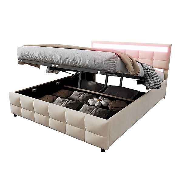 Flieks Polsterbett, Hydraulisches Stauraumbett Doppelbett 180x200cm günstig online kaufen