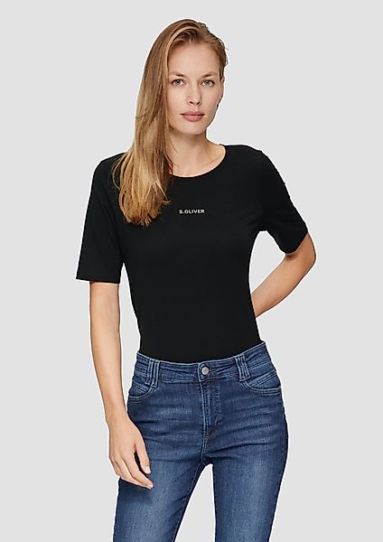s.Oliver Kurzarmshirt Elastisches T-Shirt mit Logo-Print günstig online kaufen