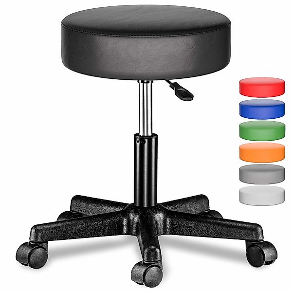 Rollhocker mit Rollen 2er-Set Kunstleder Schwarz 360° drehbar günstig online kaufen