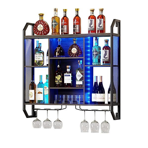 TWSOUL Weinregal Schwebende Wandregal Mit LED-Licht, günstig online kaufen