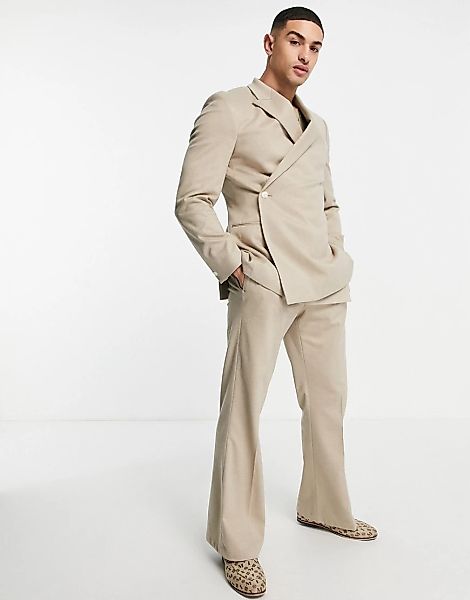 ASOS DESIGN – Weiche, ausgestellte Anzughose in Beige-Neutral günstig online kaufen