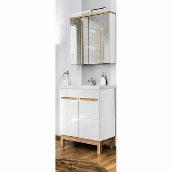 Lomadox Badmöbel Waschplatz Set mit 60cm Waschtisch & LED-Spiegelschrank SO günstig online kaufen