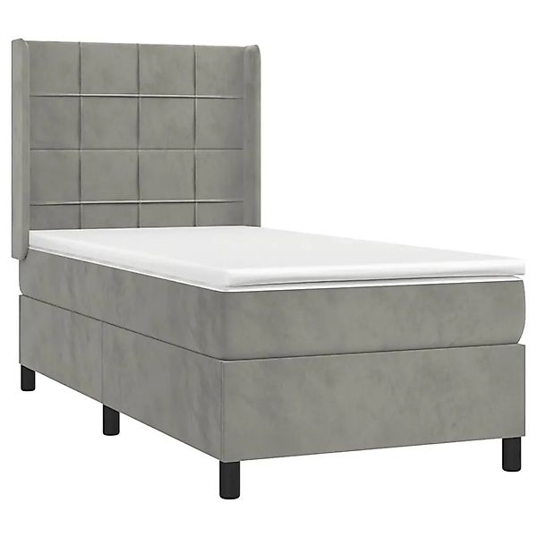 vidaXL Boxspringbett mit Matratze & LED Hellgrau 90x190 cm Samt 3139535 günstig online kaufen