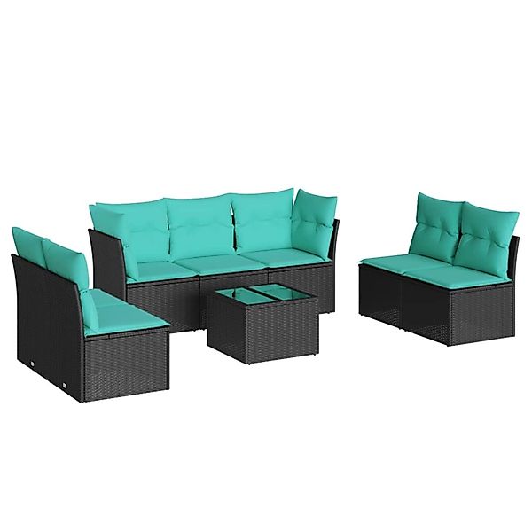 vidaXL 8-Tlg Garten-Sofagarnitur mit Kissen Schwarz Poly Rattan 3217417 günstig online kaufen