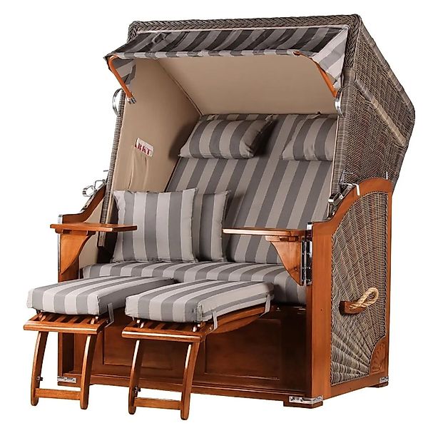 bene,iving Strandkorb Komplettset Schaalsee Mahagoni PE grau Modell 537 günstig online kaufen