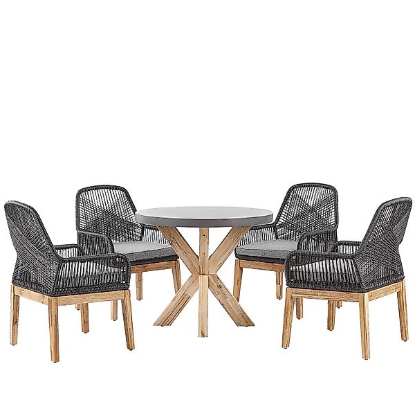 Beliani Gartentisch Set OLBIA Hellgrau 90x90x76 günstig online kaufen