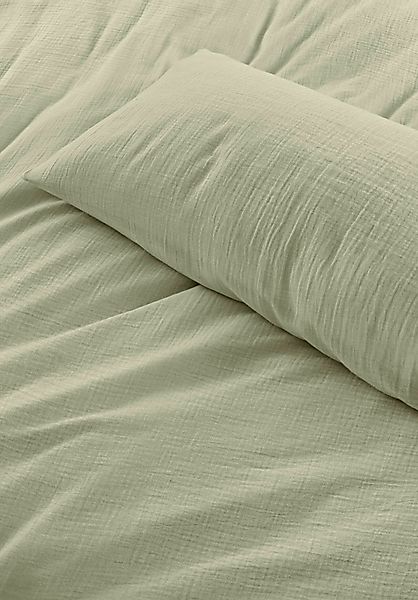 hessnatur Musselin Bettwäsche-Set aus Bio-Baumwolle - grün - Größe 135x200 günstig online kaufen