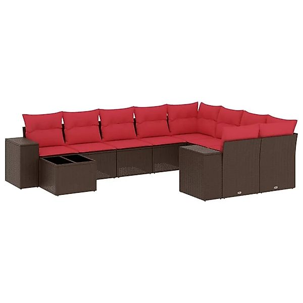 vidaXL 10-Tlg Gartensofa-Set mit Kissen Braun Polyrattan 3223063 günstig online kaufen
