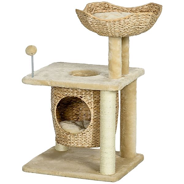 PawHut Katzen Kratzbaum Klein, 74 cm Katzenbaum mit Katzenhöhle, Spielball, günstig online kaufen