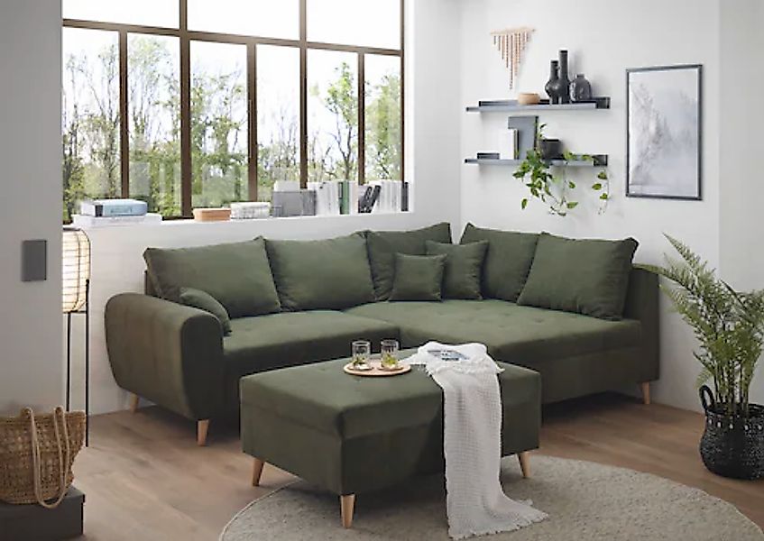 ED EXCITING DESIGN Ecksofa »Calanda L-Form«, mit Hocker & 3 Zierkissen günstig online kaufen