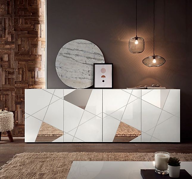 Home affaire Sideboard "Vittoria, Breite 241 cm, 4 Türen" Fronten mit Siebd günstig online kaufen